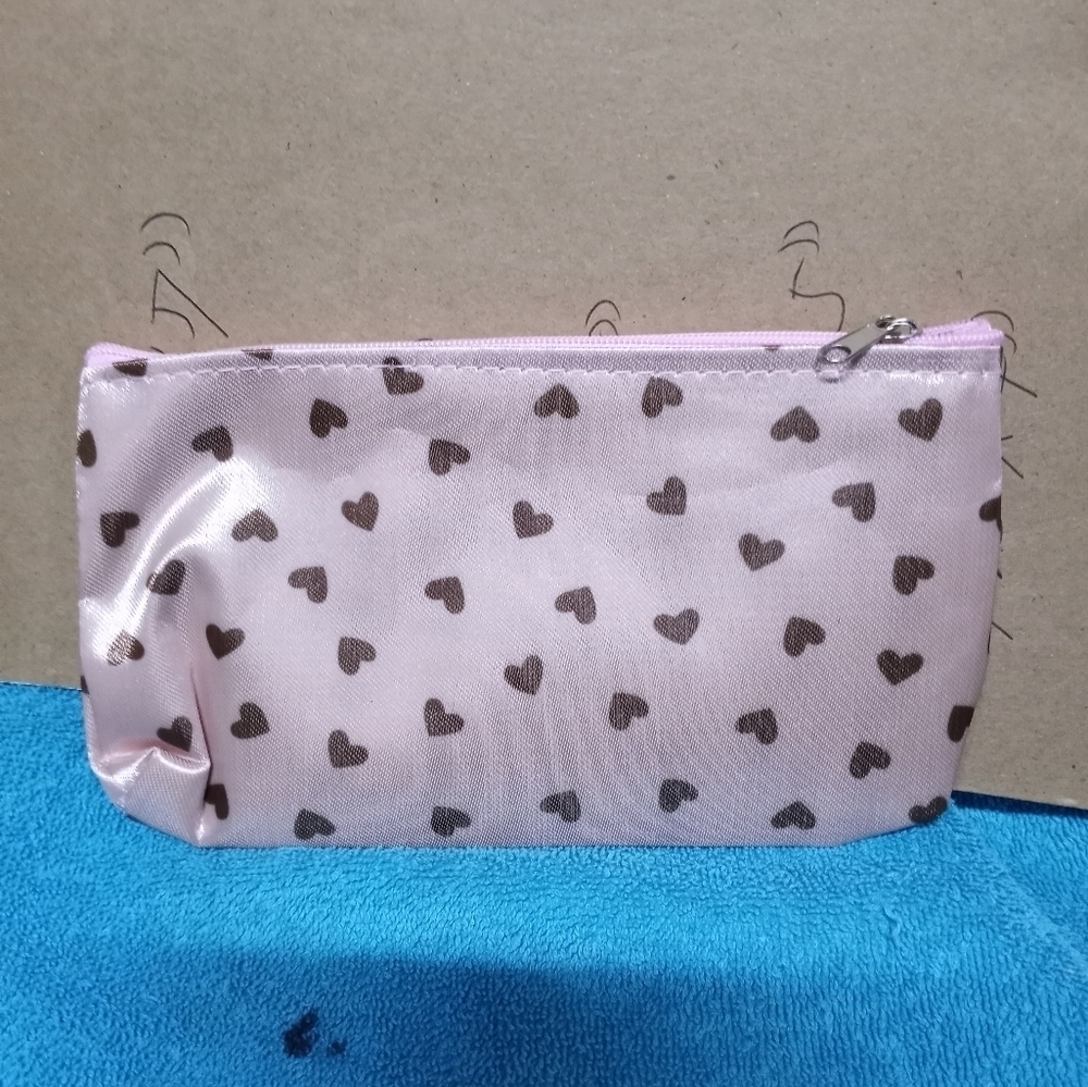 Pink Heart Patterned Women's Makeup Bag